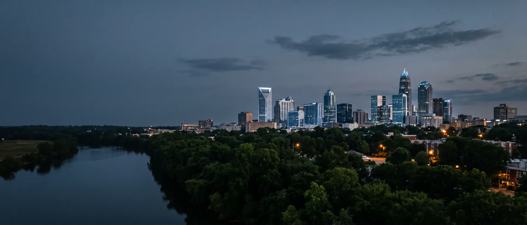 Charlotte colocation market, the city at dusk