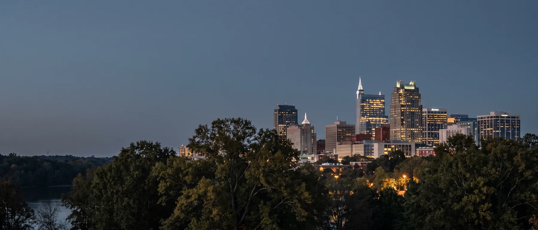 Raleigh and Durham colocation market, the city at dusk